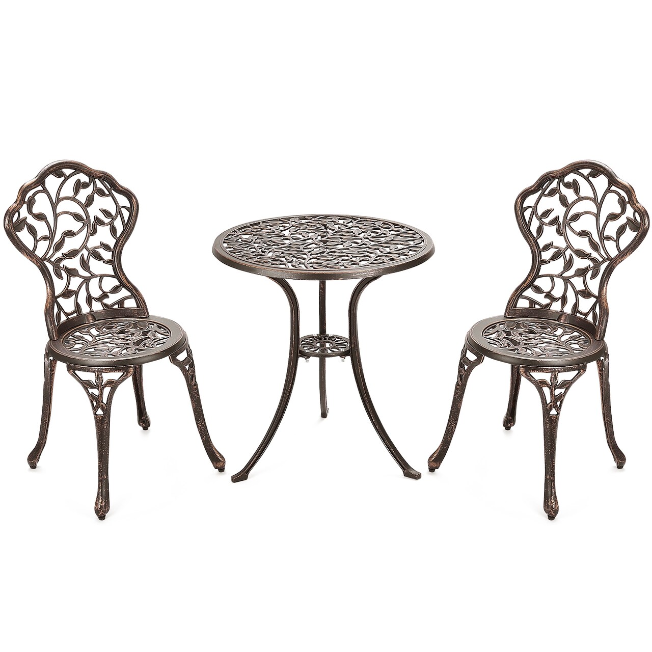 3 Piece Patio Bistro Set Cast Aluminum Outdoor Table and Chairs